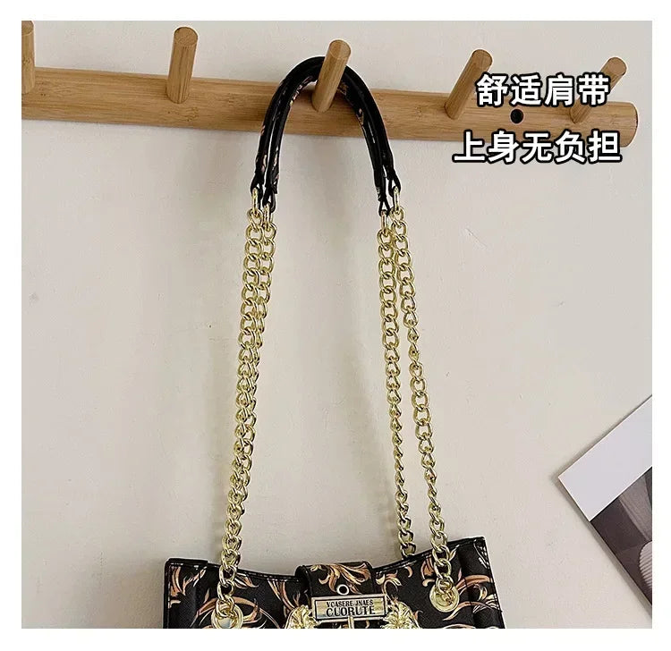 New Arrival 2025! Women's Trendy Retro - Style Bag - Fashion - Forward Printed Chain, Large - Capacity Shoulder/Underarm