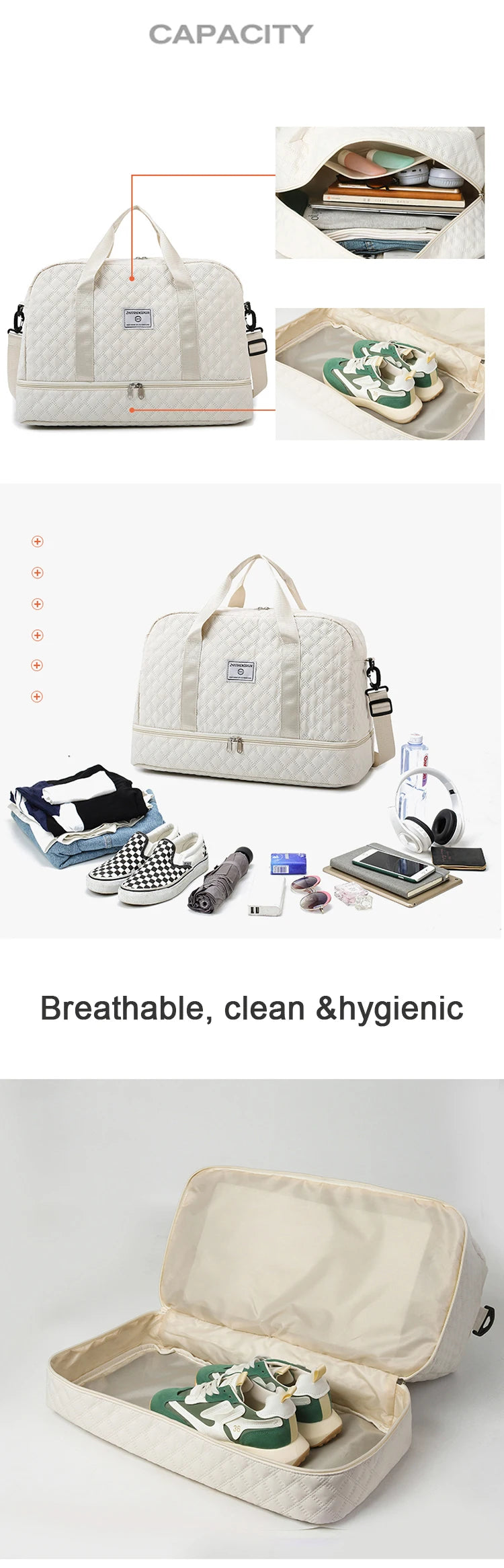 Short Trip Travel Bag Men Women Handbag Large Capacity Luggage Storage Bag Dry Wet Separation Waterproof Sports Fitness Bag