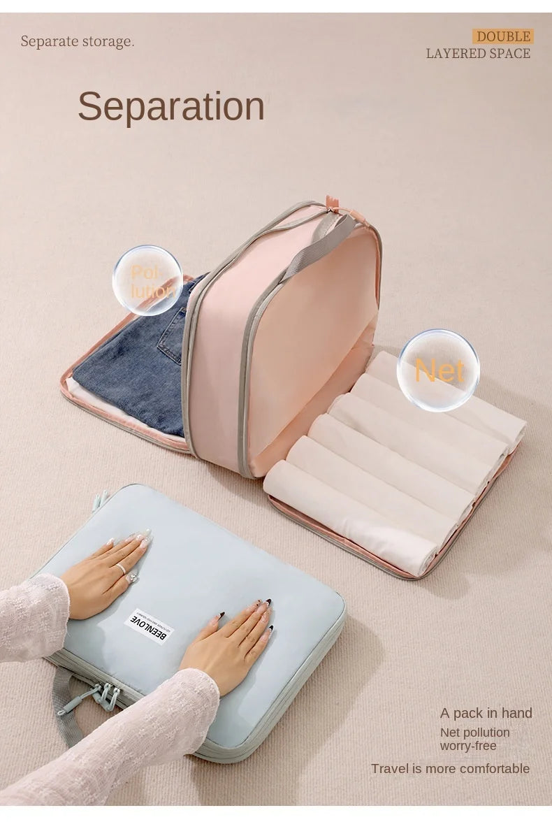 Fashion Simple Compression Storage Bags For Business Travel Portable Clothes Bunderwears Shoes Small Stoages Travel Hand Bag