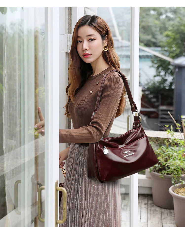 New Messenger Bags Women Fashion Handbags Retro Solid Color PU Leather Shoulder Underarm Bag Casual Women Handbags Designer Bag