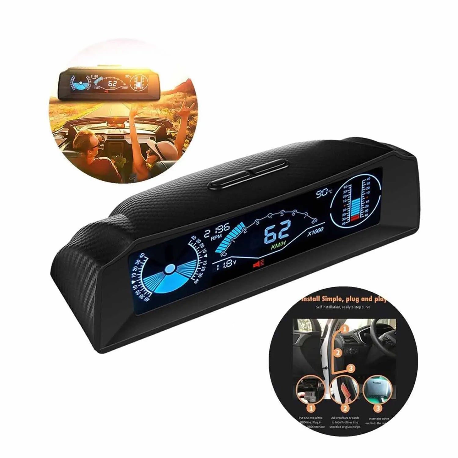 Aroefa OBD2 Multi-function Gauge Digital Display - Aroefa