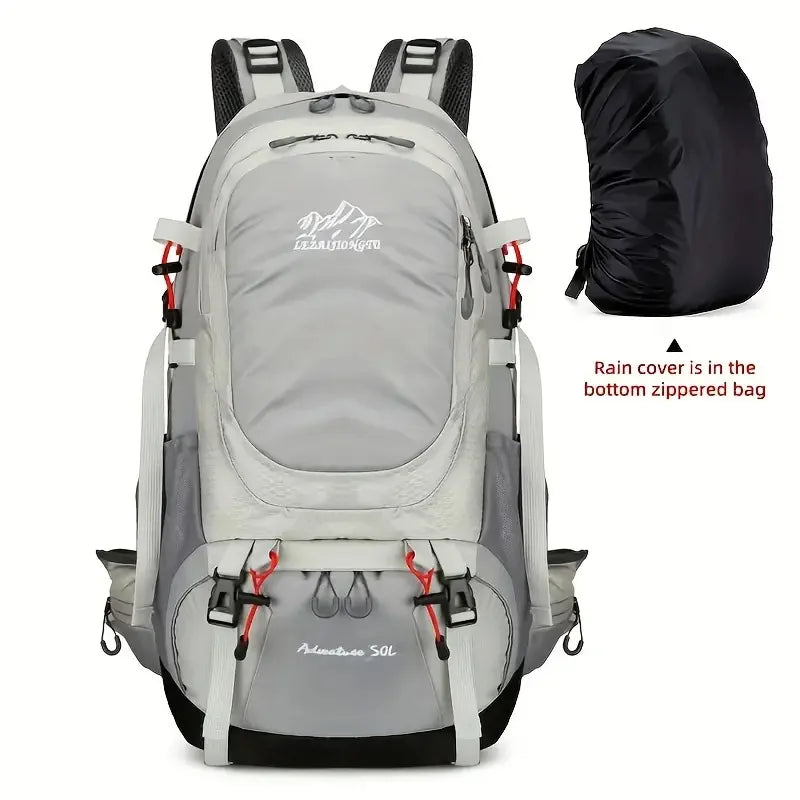 Hiking Backpack With Rain Cover Sport Camping Breathable Back Support Ruckpack Outdoor Climbing Trekking Daypack Large Schoolbag