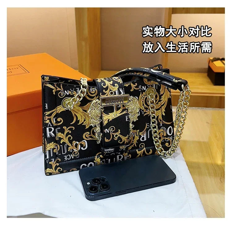 New Arrival 2025! Women's Trendy Retro - Style Bag - Fashion - Forward Printed Chain, Large - Capacity Shoulder/Underarm