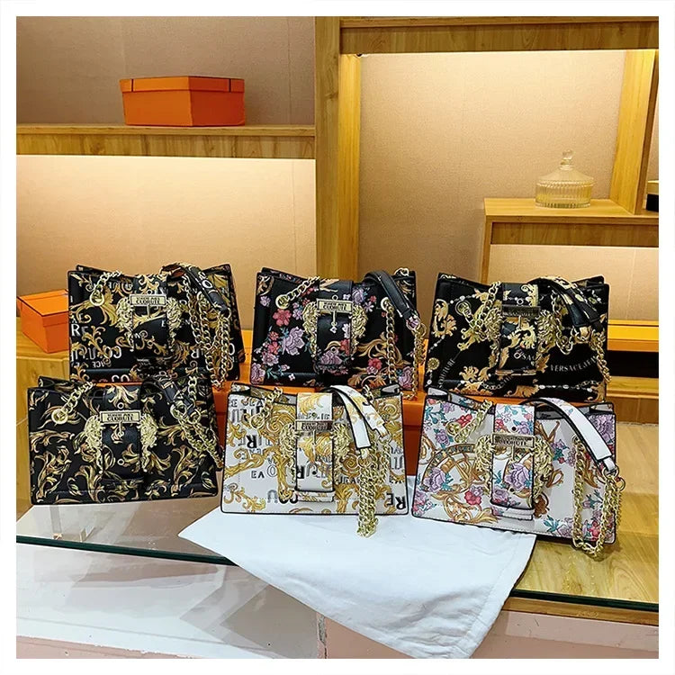 New Arrival 2025! Women's Trendy Retro - Style Bag - Fashion - Forward Printed Chain, Large - Capacity Shoulder/Underarm