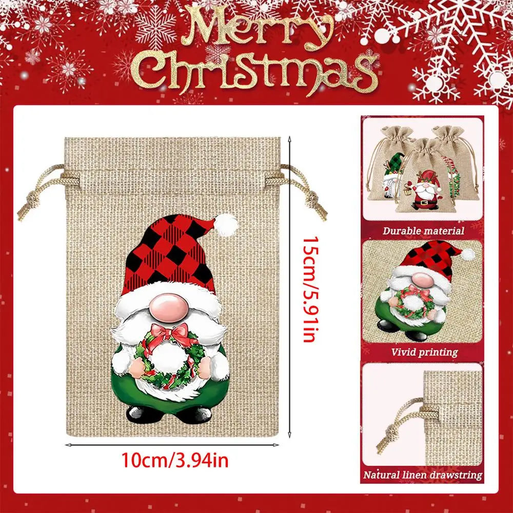 Christmas Candy Bags 12 Pieces Burlap Gnome Decorations Christmas Snack Bags for Christmas Thanksgiving Home Holiday New Year