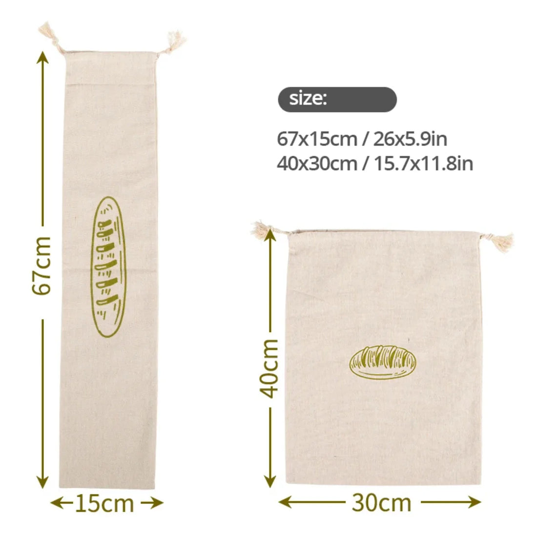 Linen Bread Bags Reusable Drawstring Bag For Loaf Homemade Artisan Bread Storage Bag Linen Bread Bags For Baguette