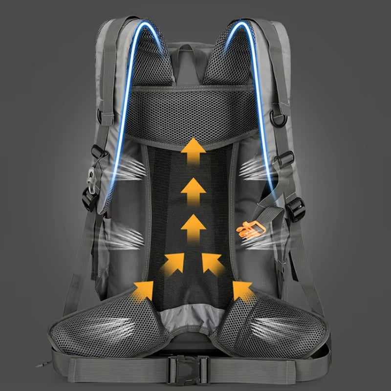 Hiking Backpack With Rain Cover Sport Camping Breathable Back Support Ruckpack Outdoor Climbing Trekking Daypack Large Schoolbag