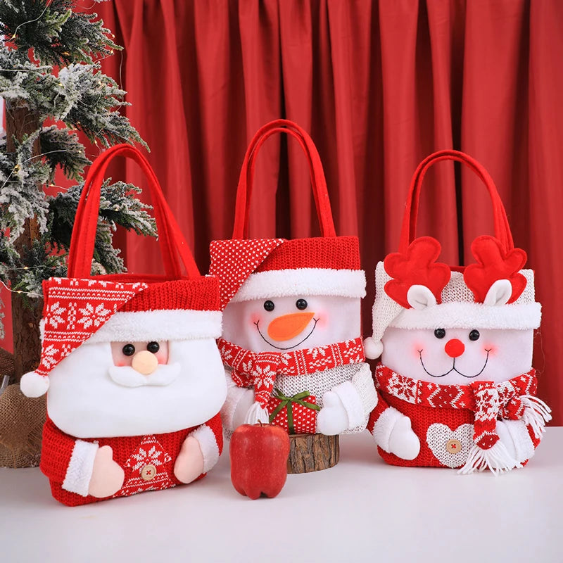 Hot Sale Christmas Gift Bag Christmas Eve Cartoon Candy Gift Bags Can Be Used for The Big Holiday Christmas Tote Bags