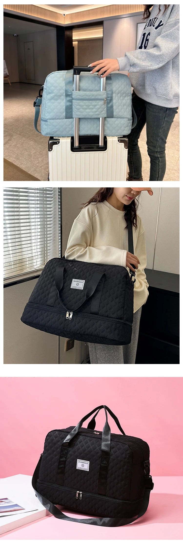 Short Trip Travel Bag Men Women Handbag Large Capacity Luggage Storage Bag Dry Wet Separation Waterproof Sports Fitness Bag