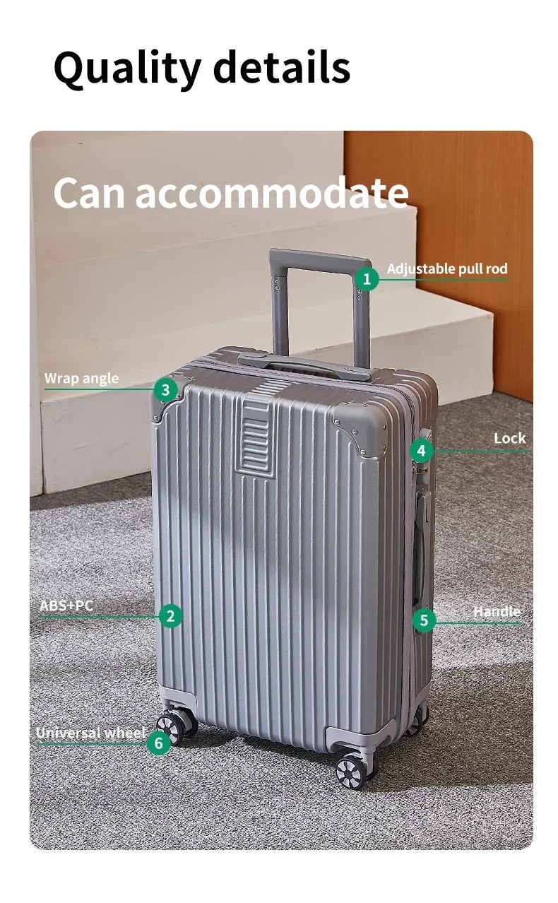 100% Aluminum Magnesium Alloy Travel Luggage Trolley Luggage 20 22 24 26 28 Inch Trolley Luggage Carry-On Luggage With Cup Holde