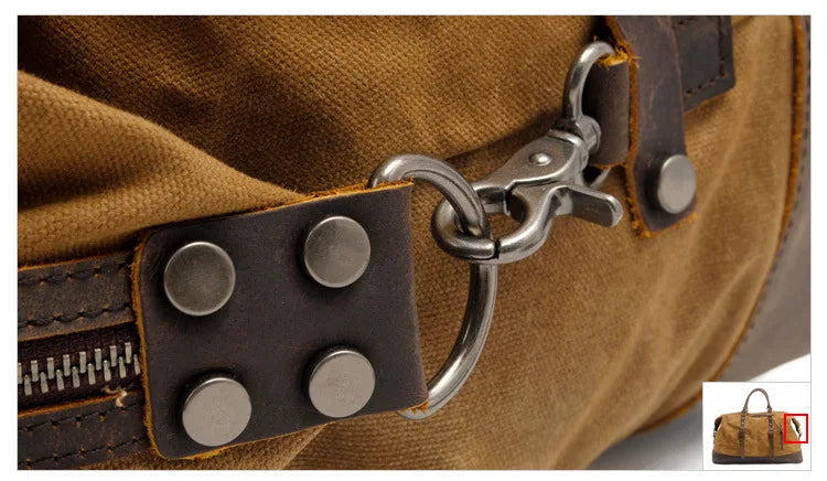 MUCHUAN Men Travel Bags M Hand Luggage Bags Canvas Leather Travel Duffel Bags Shoulder Bags Large Capacity Weekend Overnight