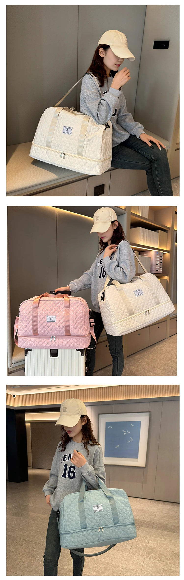 Short Trip Travel Bag Men Women Handbag Large Capacity Luggage Storage Bag Dry Wet Separation Waterproof Sports Fitness Bag