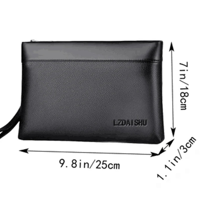 Men's Briefcase Bag Is Suitable for Business Work, Can Be Carried by Hand, Made of Pu Material, in Solid Color, with Wallet