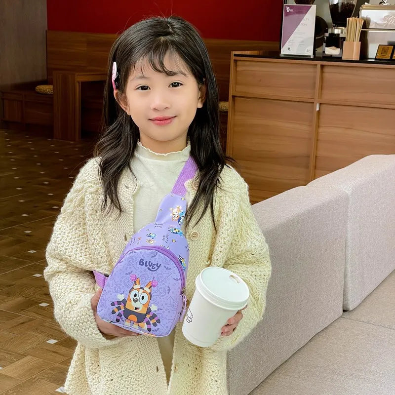 Bingo Friends Children's Bag Cute Bluey Family kids Chest Bag Kindergarten Cartoon Light Crossbody Bag Halloween Christmas gift