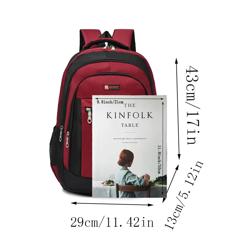 Men's and women's fashionable, versatile, simple and spacious backpacks, dual-shoulder travel bags, lightweight and portable