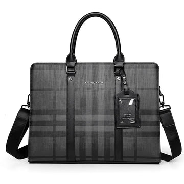 Men's Briefcases PVC Large Capacity Executive Designer Business 14 inch Laptop File Portfolio Office Shoulder Messenger A4 Bag