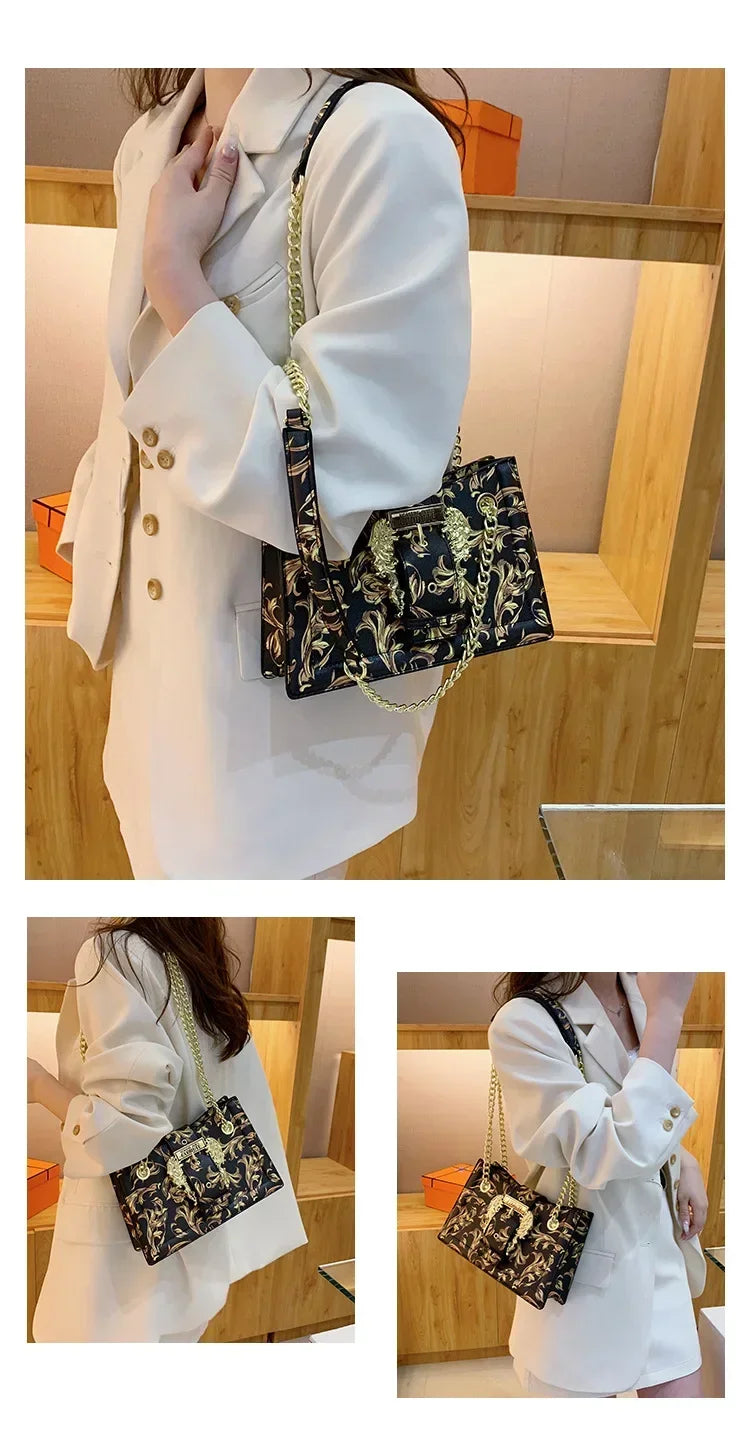 New Arrival 2025! Women's Trendy Retro - Style Bag - Fashion - Forward Printed Chain, Large - Capacity Shoulder/Underarm