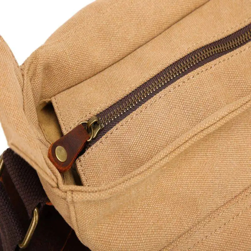 [Messenger Bag] Men Vintage Design Messenger Bag Waterproof Waxed Canvas Crazy Horse Leather Shoulder Bag Outdoor Casual Bag