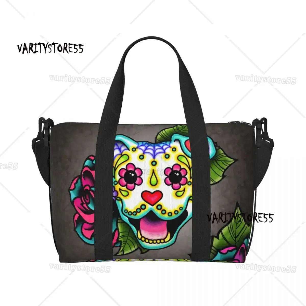 Custom Bull Terrier Dog Repeat Pattern Tote Bag Women Large Capacity Animal Beach Gym Shoulder Travel Bag