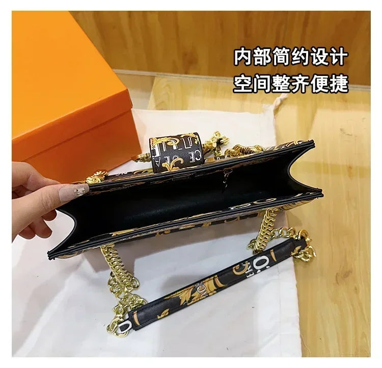 New Arrival 2025! Women's Trendy Retro - Style Bag - Fashion - Forward Printed Chain, Large - Capacity Shoulder/Underarm