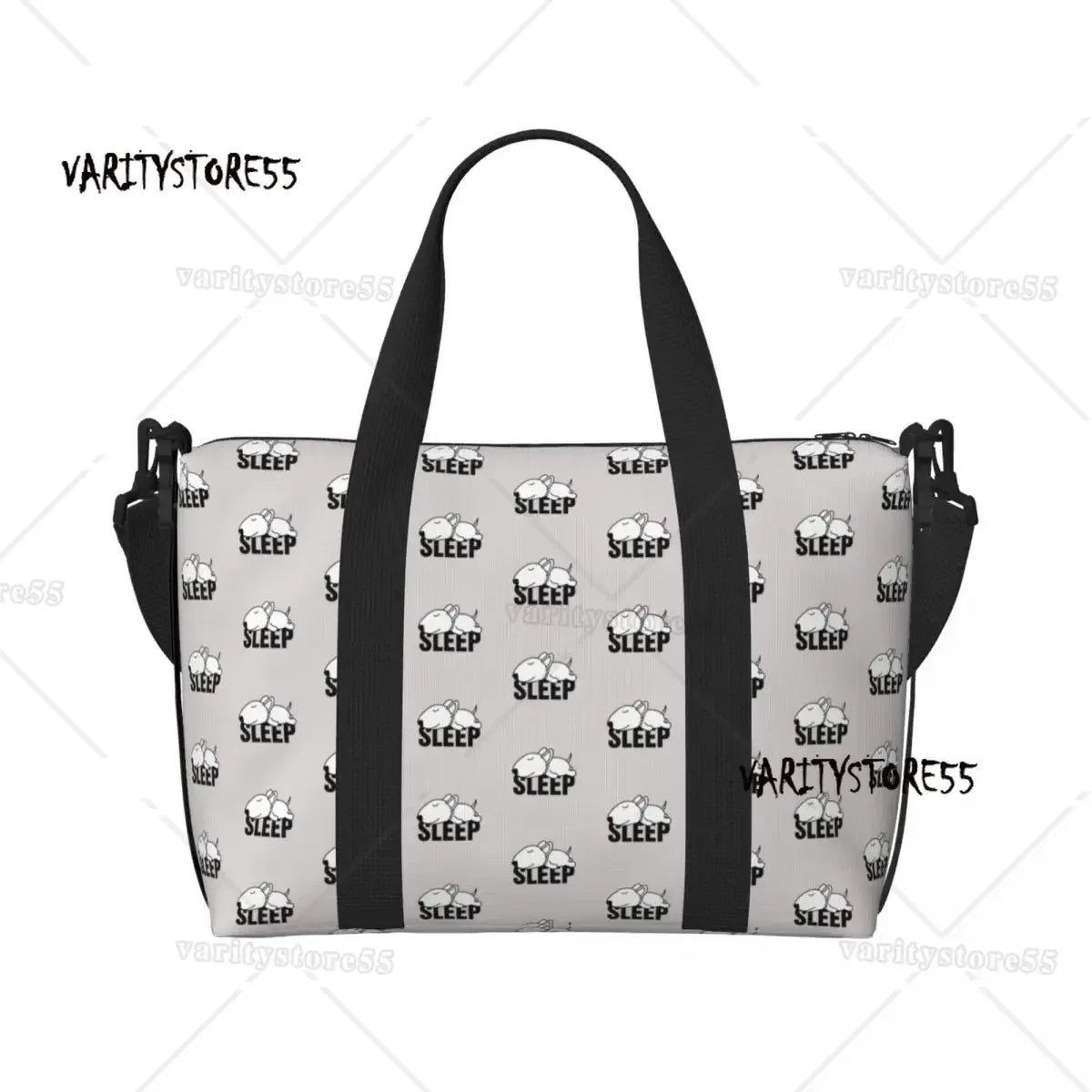 Custom Bull Terrier Dog Repeat Pattern Tote Bag Women Large Capacity Animal Beach Gym Shoulder Travel Bag