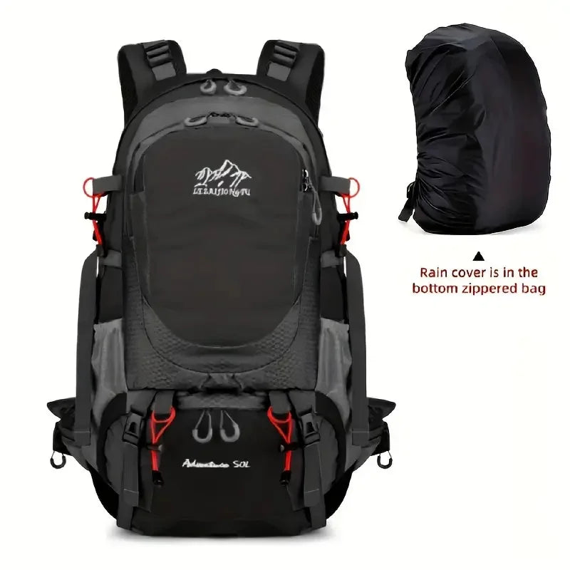 Hiking Backpack With Rain Cover Sport Camping Breathable Back Support Ruckpack Outdoor Climbing Trekking Daypack Large Schoolbag