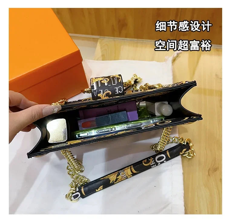 New Arrival 2025! Women's Trendy Retro - Style Bag - Fashion - Forward Printed Chain, Large - Capacity Shoulder/Underarm
