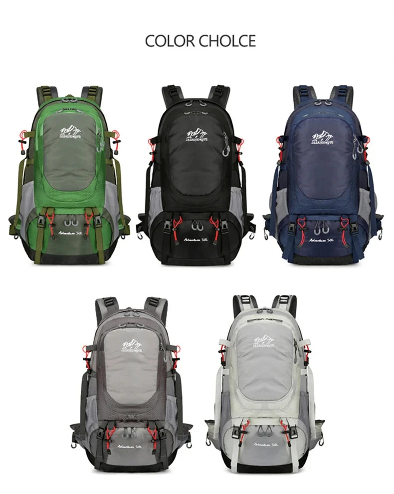 Hiking Backpack With Rain Cover Sport Camping Breathable Back Support Ruckpack Outdoor Climbing Trekking Daypack Large Schoolbag