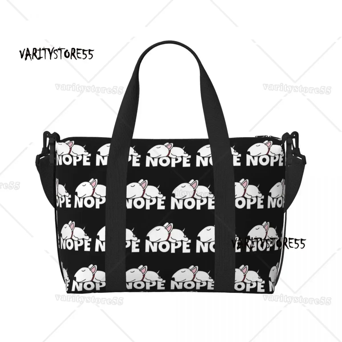 Custom Bull Terrier Dog Repeat Pattern Tote Bag Women Large Capacity Animal Beach Gym Shoulder Travel Bag