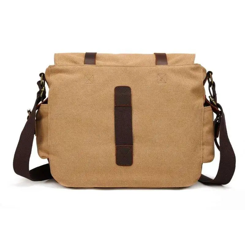 [Messenger Bag] Men Vintage Design Messenger Bag Waterproof Waxed Canvas Crazy Horse Leather Shoulder Bag Outdoor Casual Bag