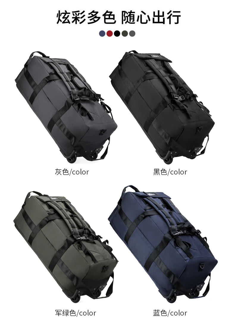Travel Bag, Large Capacity Handbag, Portable Outdoor Carry-On Luggage, Wheeled Travel Bag, Convenient and Practical Unisex Travel Bag