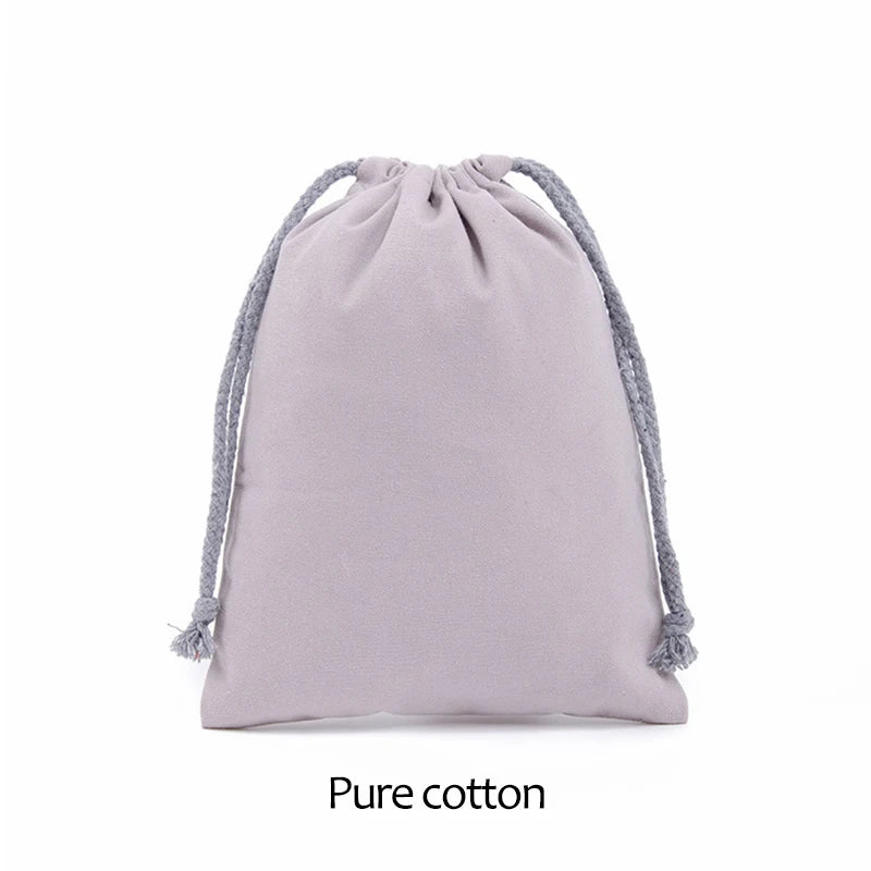 Cotton Drawstring Storage Bag White Canvas Bags for Candy Gift Package Pouch Reusable Home Sundries Organize Dustproof Sacks