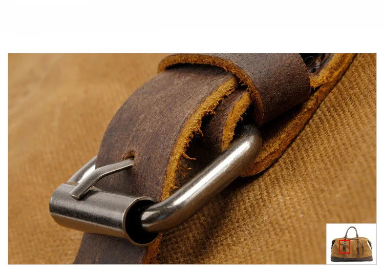 MUCHUAN Men Travel Bags M Hand Luggage Bags Canvas Leather Travel Duffel Bags Shoulder Bags Large Capacity Weekend Overnight