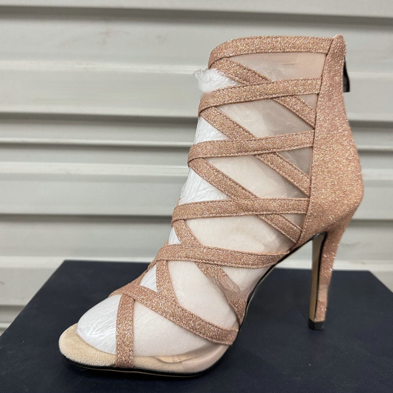 Fish Mouth Sandal Boots Hollow-out Mesh Stitching