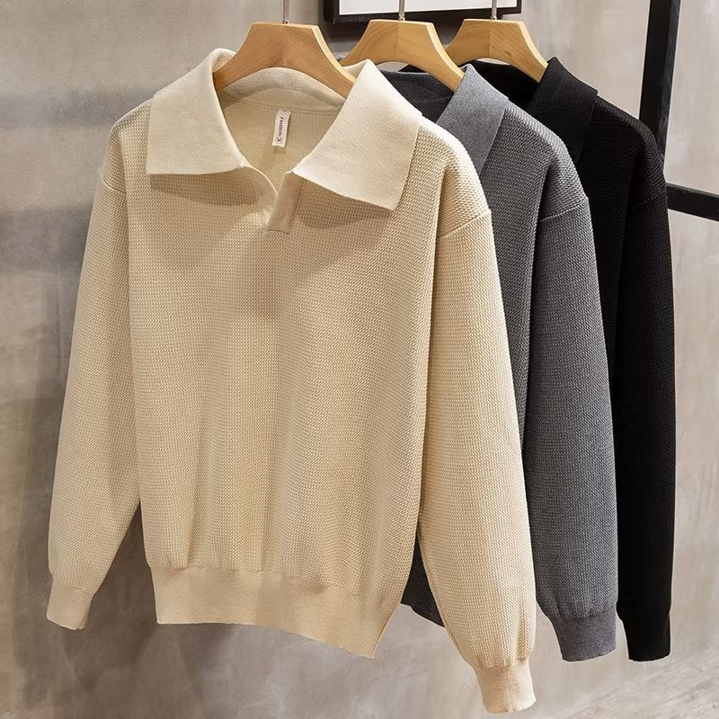 Fashion Personality Lapel Knitted Polo Shirt Men