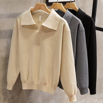 Fashion Personality Lapel Knitted Polo Shirt Men