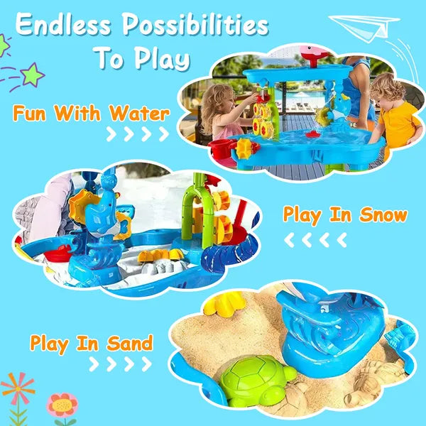 Kid Sand Water Table Toddler Water Activity Table Rain Showers Play Table Toy For 3-6 Years Old Sensory Exercise Friendship Building