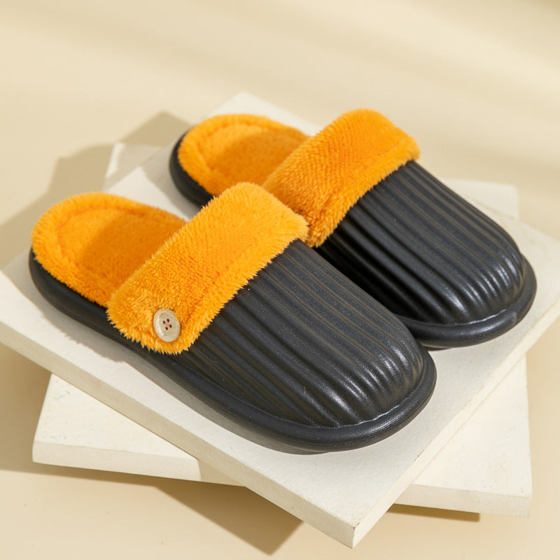 Stripe Slippers Detachable Washable House Shoes Fluffy Bedroom Slippers